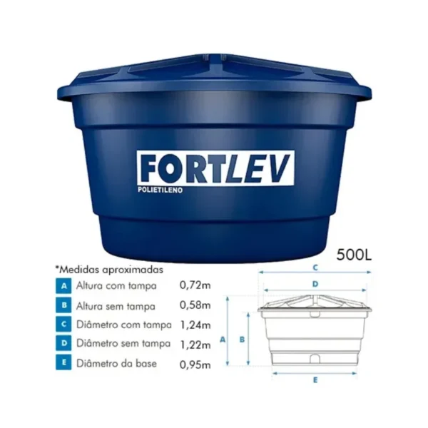 CAIXA D´AGUA POLIETILENO 500 LITROS FORTLEV - Image 2